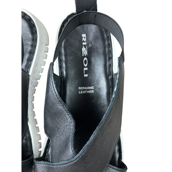 Rizzoli Black Leather Super Comfort Sandals Size 41 / 10 Sporty Vacation Comfy - Picture 9 of 10